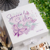 Personalised Special Sister Pink & Purple Butterfly Gift Keepsake Memory Box