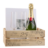 Personalised 25th Wedding Anniversary Crate, Wooden Crate, Wedding Hamper Gift