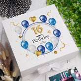 ukgiftstoreonline 16th Birthday Gift Personalised Keepsake Memory Box With Blue Balloons