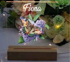 Personalised Butterfly On Wildflower Gift Night Light Bedroom Personalised Heart Gifts ukgiftstoreonline