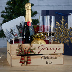 Personalised Christmas Crates With Teddies Christmas Box Keepsakes