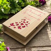 Personalised Memorial Sympathy Wooden Keepsake Memory Book Shape Box With Butterflies