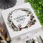 ukgiftstoreonline Personalised Wedding Keepsake Memory Box Gift with Watercolour Rustic Cotton Design