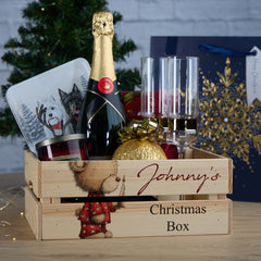 Personalised Christmas Crates With Teddies Christmas Box Keepsakes