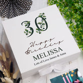 Personalised 30th Birthday Green Leaf Design Keepsake Memory Gift Box.