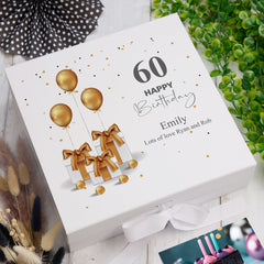 Personalised 60th Birthday Keepsake Memory Box Gold Presents