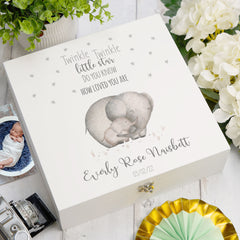 ukgiftstoreonline Personalised Twinkle Twinkle Little Star Elephant Keepsake Memory Box Keepsake Memory Box ukgiftstoreonline Wood Box Large