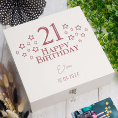 ukgiftstoreonline Personalised Any Age Birthday Gift Keepsake Memory Box Star Design 18th, 21st, 30th, 40th, 50th, 60th