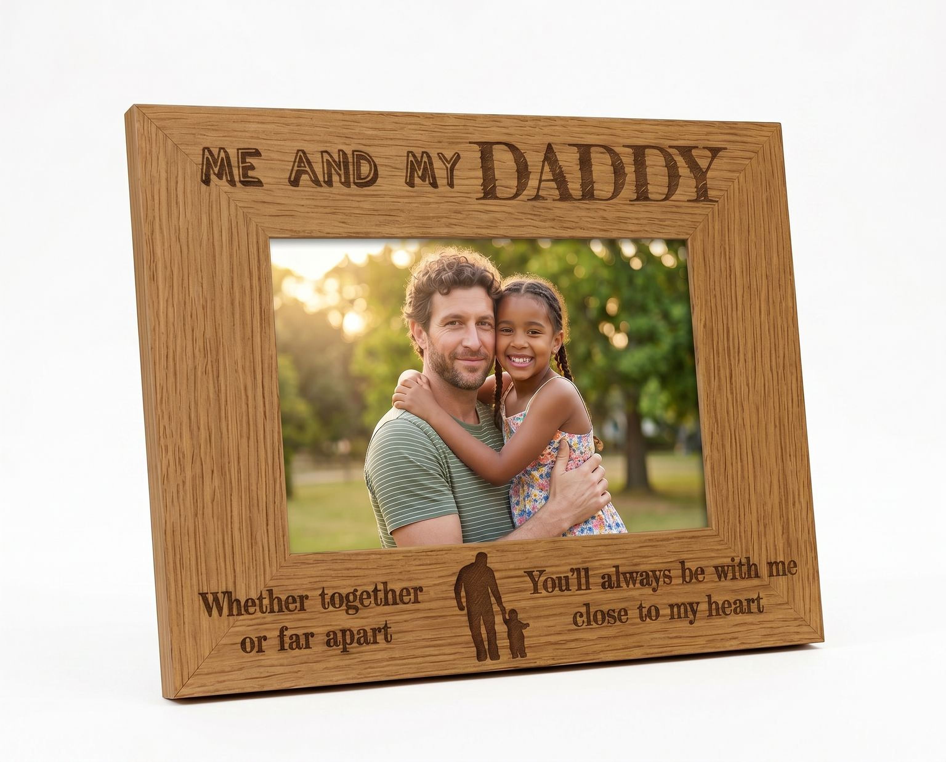 Dad Wooden Photo Frame – Oak Wood Picture Frame With Engraved Memory Display Daddy Photo Frame ukgiftstoreonline