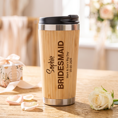 Personalised Bamboo Travel Mug Wedding Favour Gift Bridesmaid Maid Honour Personalised Mugs ukgiftstoreonline