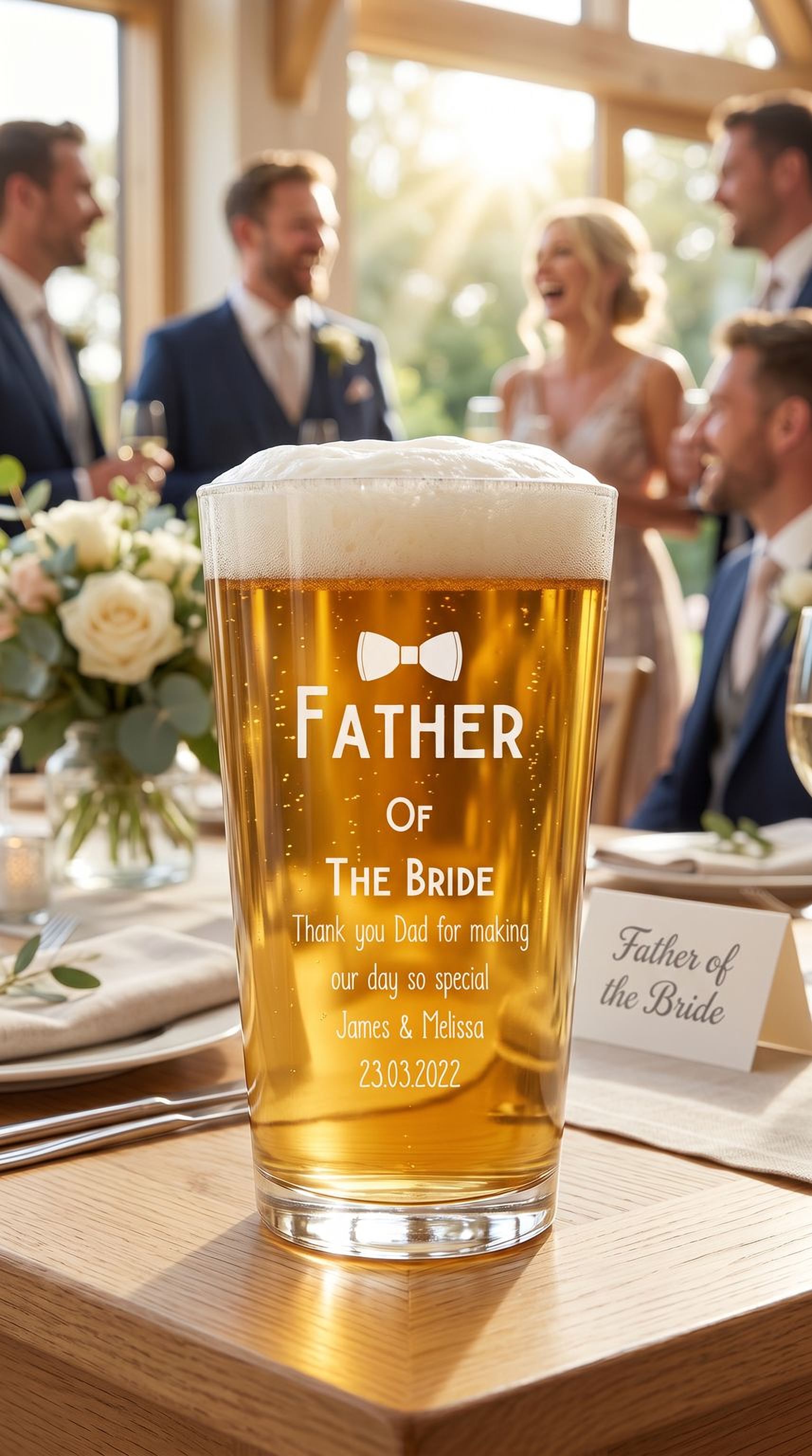 Personalised Engraved Father of The Bride Beer Pint Glass Gift personalised beer glasses ukgiftstoreonline