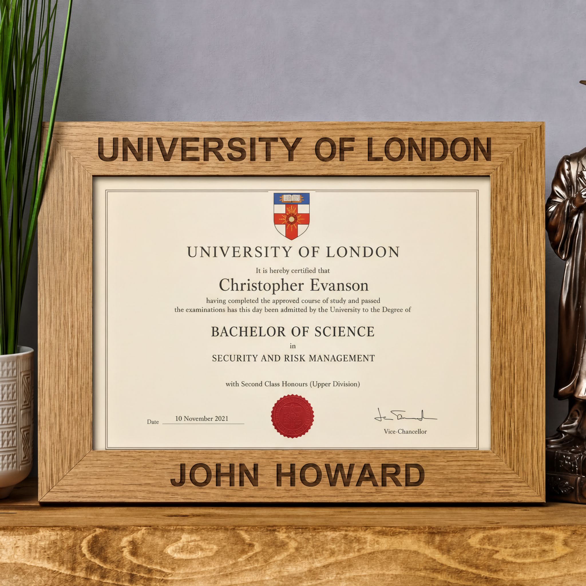 Personalised Wooden Landscape Graduation Certificate Holder Frame personalised photo frames ukgiftstoreonline