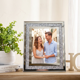 Crushed Crystal Photo Frame, Silver Mirrored Jewel, 5X7 Inch ukgiftstoreonline