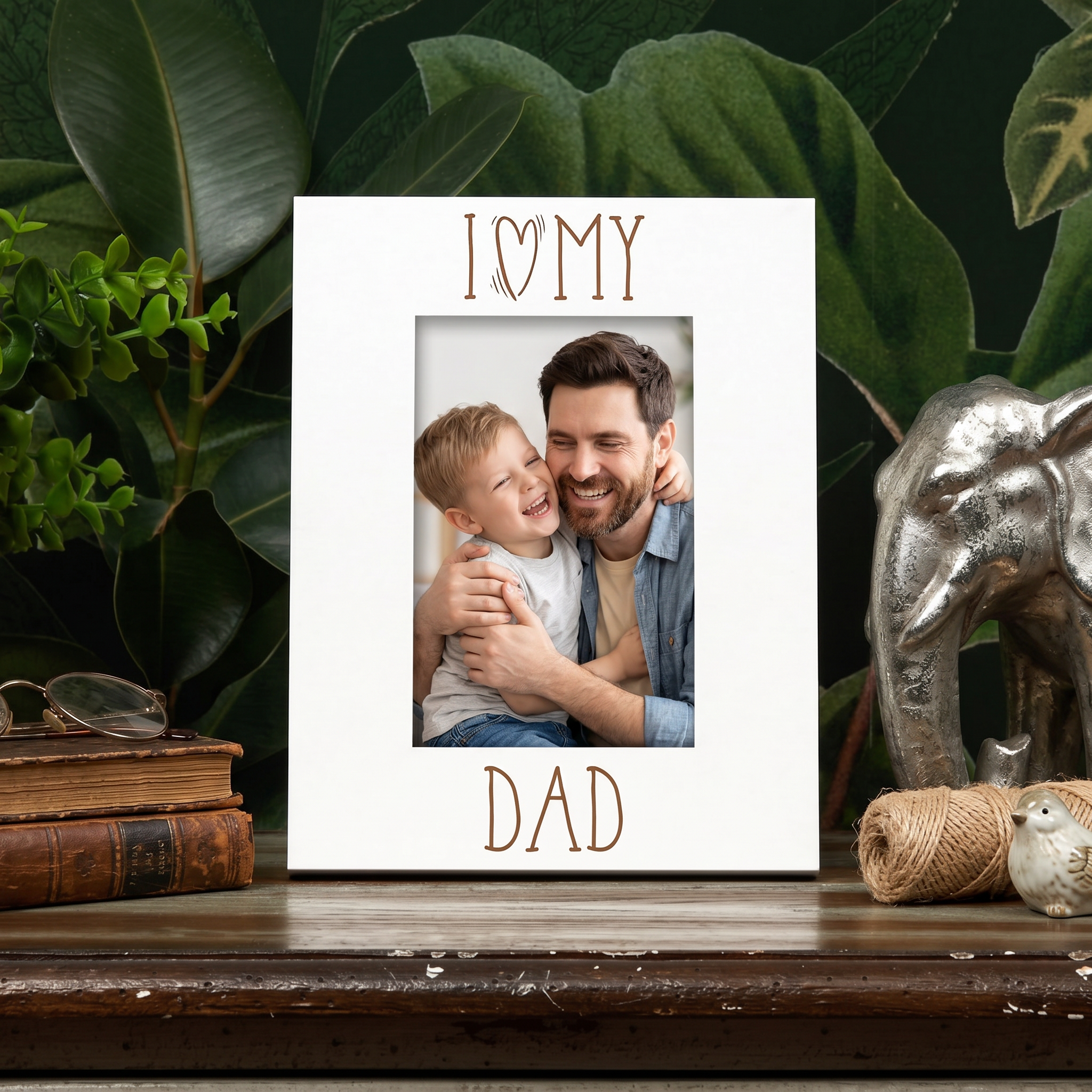 I Heart My Dad Engraved White Wooden Portrait Picture Photo Frame Family Photo frame ukgiftstoreonline
