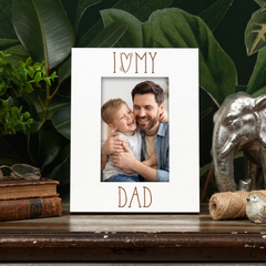 I Heart My Dad Engraved White Wooden Portrait Picture Photo Frame Family Photo frame ukgiftstoreonline