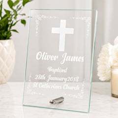 Personalised Baptism Gift Keepsake Glass Plaque Engraved Personalised Crystal Glass ukgiftstoreonline