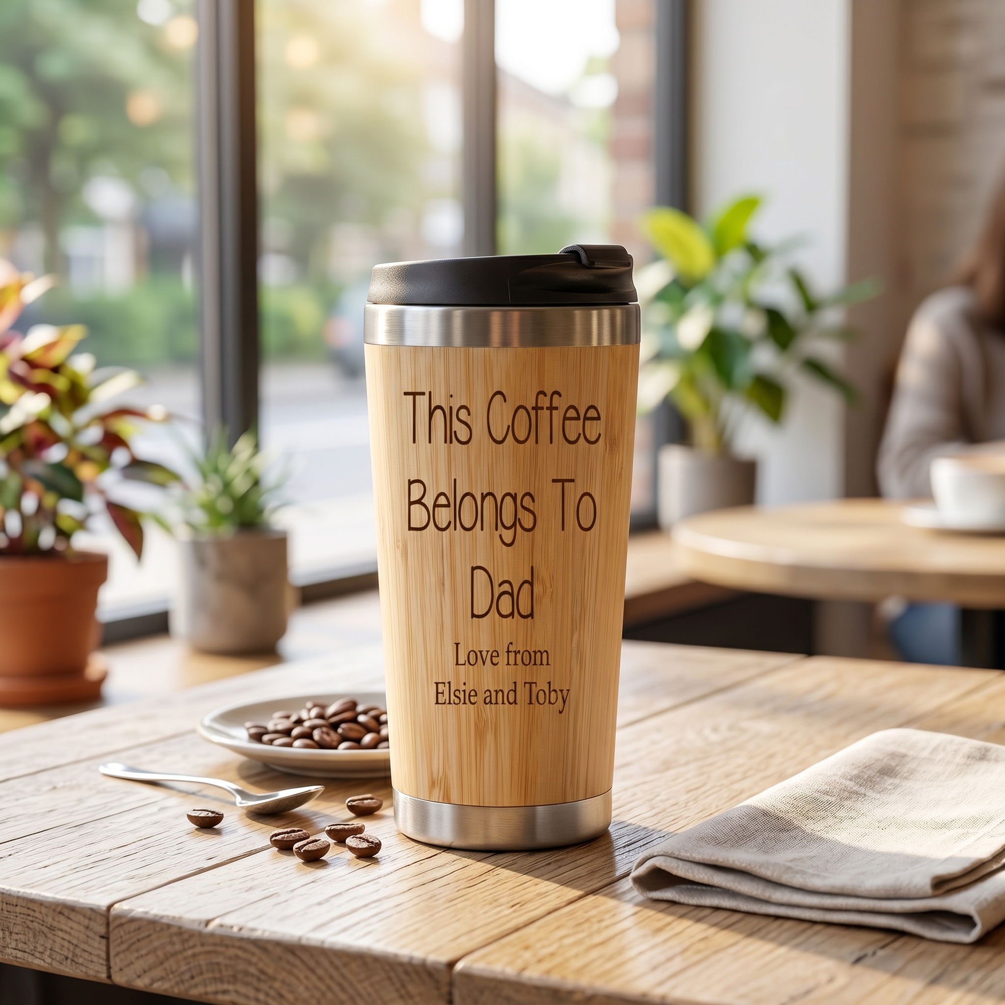 Dad's Bamboo Travel Mug, Personalised (Reusable, Sustainable 420ml) Personalised Mugs ukgiftstoreonline