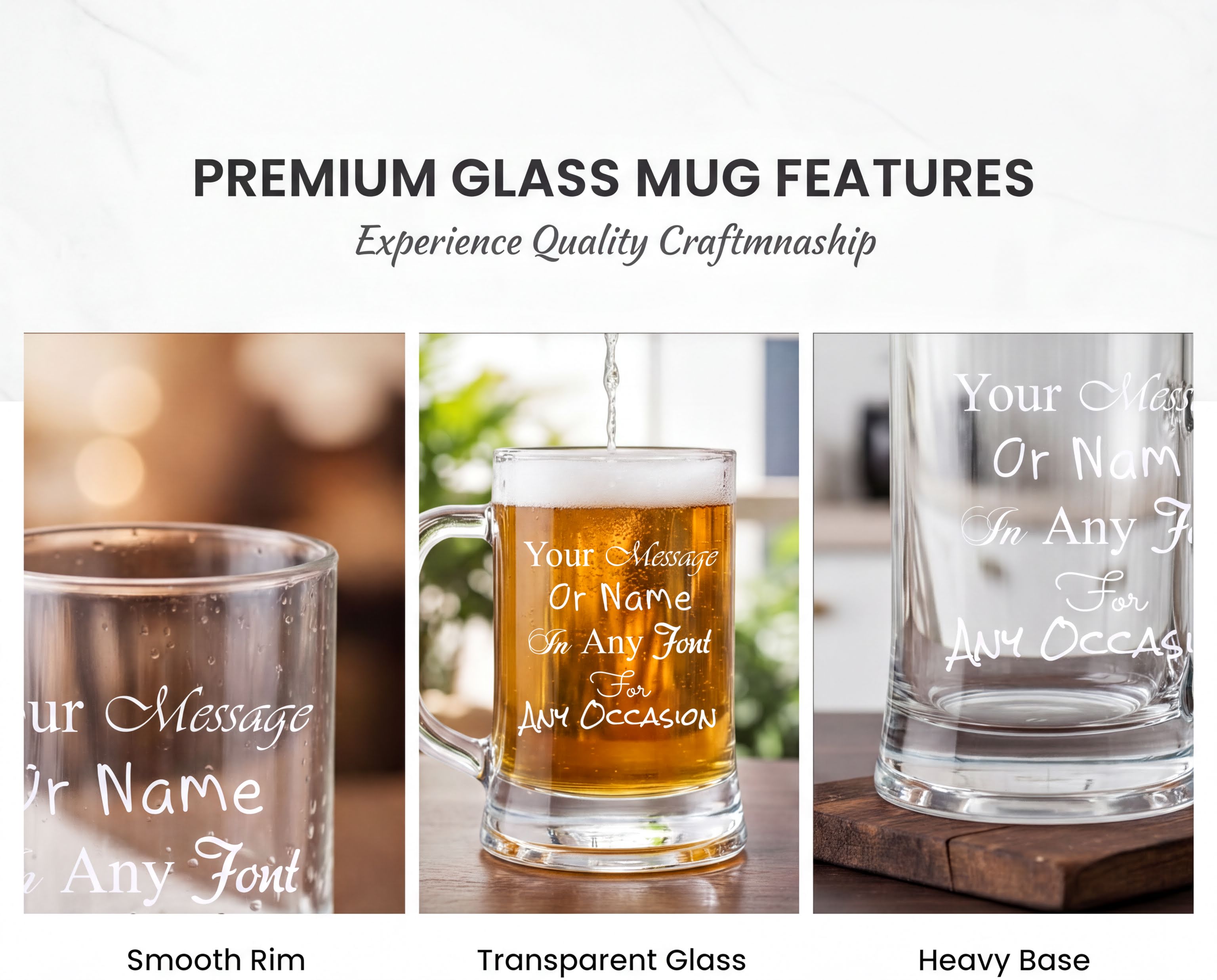 Personalised Engraved Beer Stein Glass, 510ml Capacity, Laser Engraved, Dishwasher Safe, Gift Boxed personalised beer glasses ukgiftstoreonline