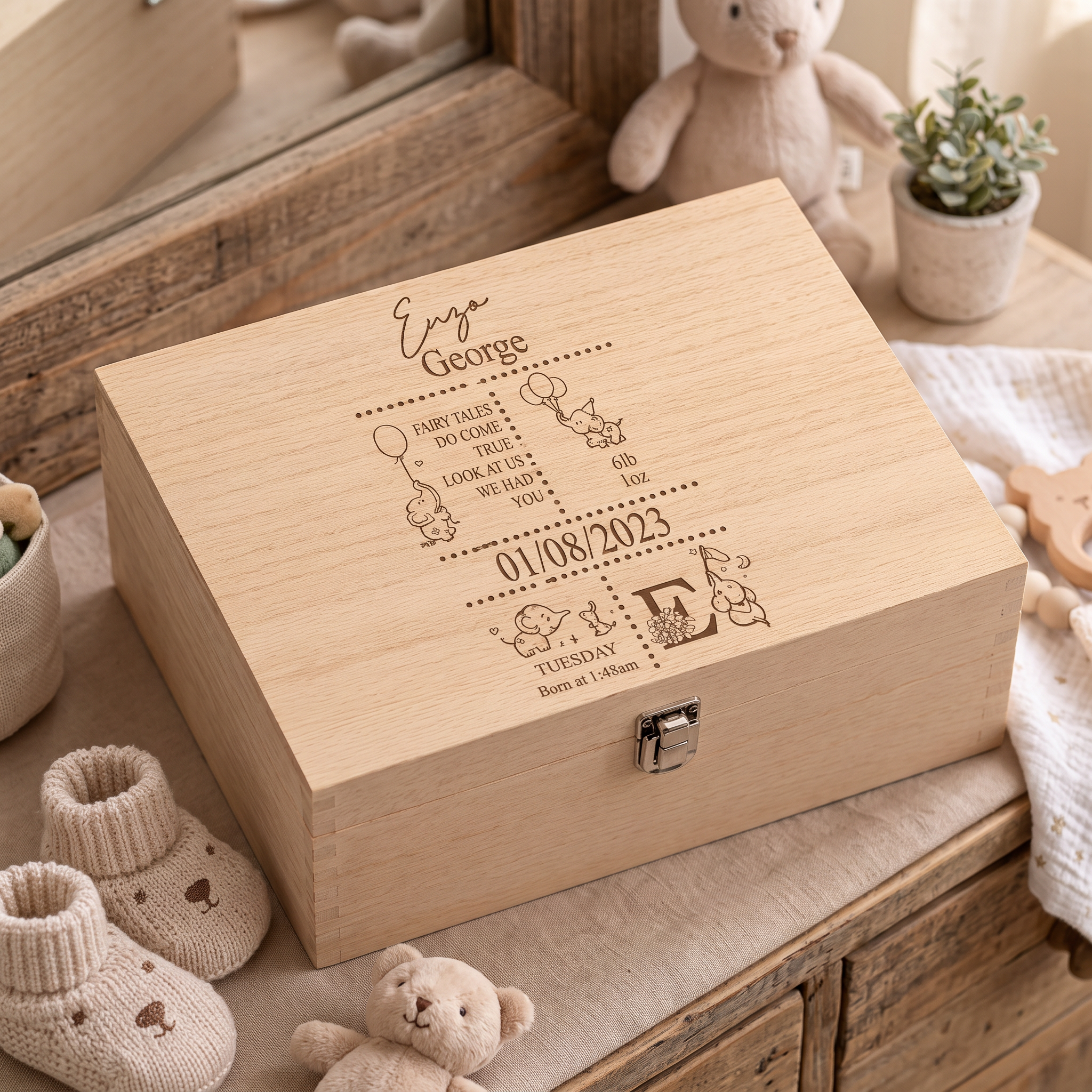 Personalised Baby Memories Keepsake Box Elephant Design Personalised baby gifts ukgiftstoreonline