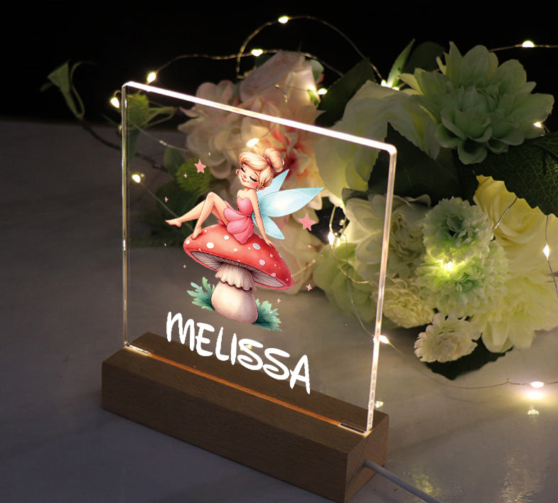 Personalised Fairy Gift Night Light Bedroom Nursery For Kids Personalised Heart Gifts ukgiftstoreonline On Toadstool Fairy