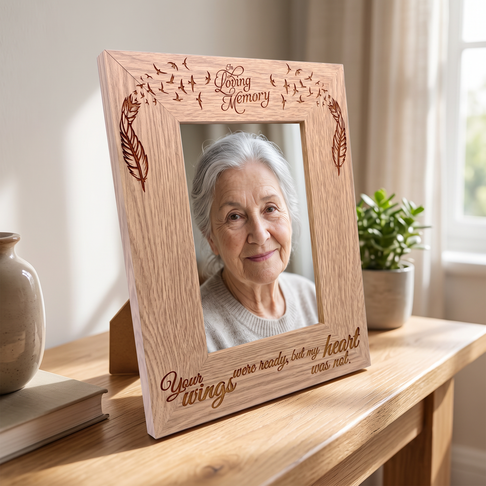 In Loving Memory Remembrance Memorial Portrait Oak Wood Finish Photo Frame Photo Frame ukgiftstoreonline