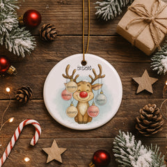 First Christmas as a Family Reindeer Decoration Keepsake Christmas Bauble Gift Personalised Heart Gifts ukgiftstoreonline Family of Five