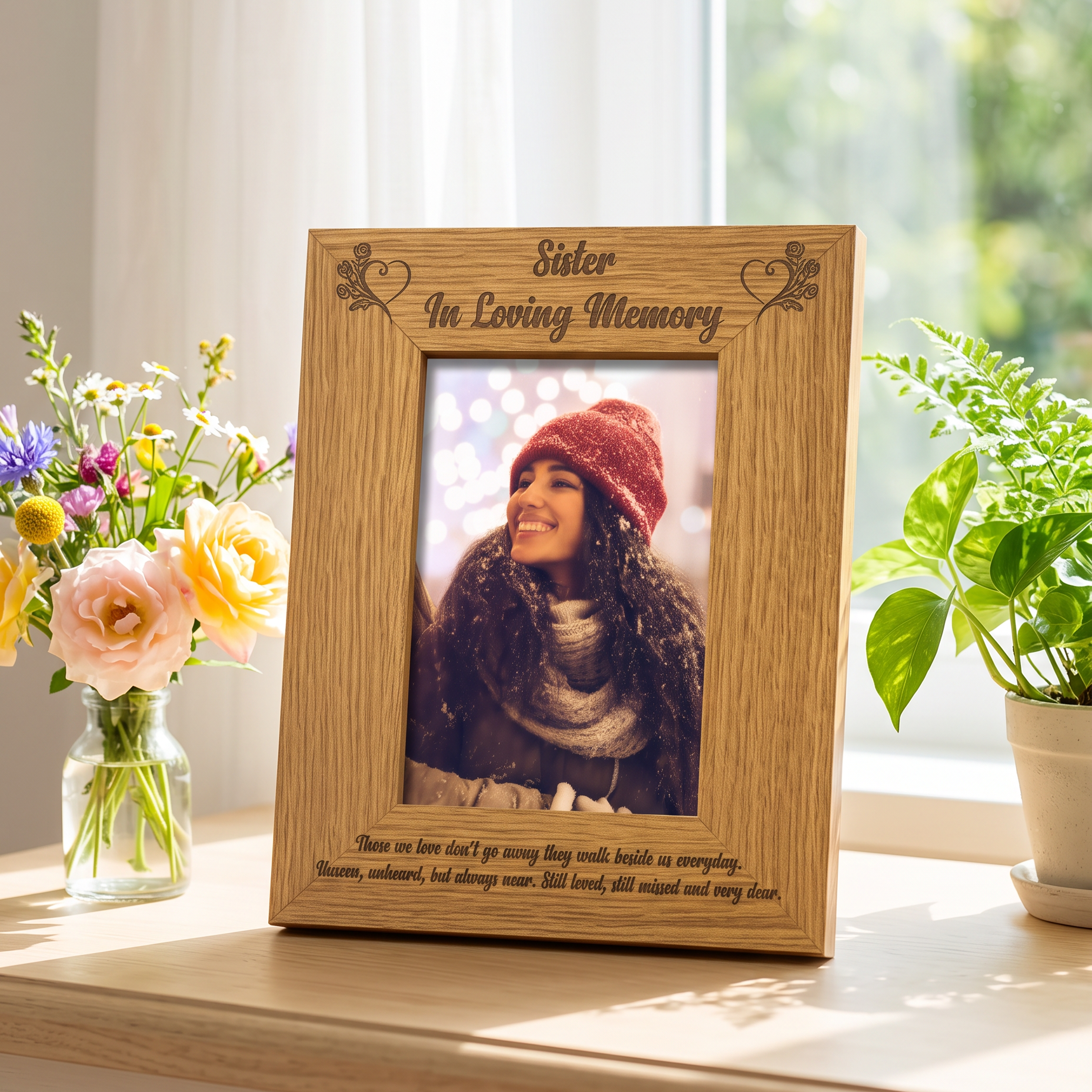 Sister In Loving Memory Remembrance Portrait Wooden Photo Frame Gift Loving Memory Remembrance ukgiftstoreonline