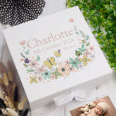 ukgiftstoreonline Personalised Baby Girl Keepsake Memory Box Flower Design UV-3