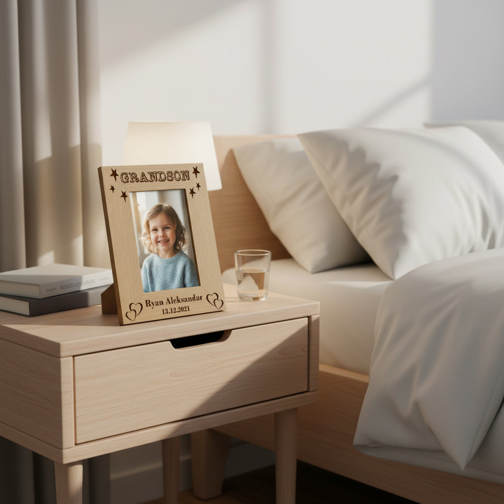 Personalised Grandson Portrait Wooden Photo Frame Gift Grandson Photo Frame ukgiftstoreonline