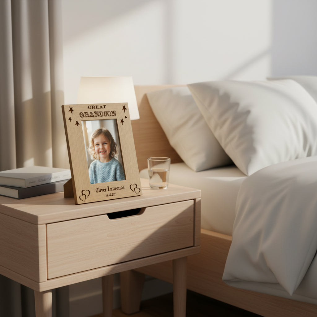 Personalised Great Grandson Portrait Wooden Photo Frame Gift Grandson Photo Frame ukgiftstoreonline