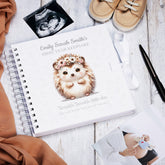 Personalised Baby's First Year Keepsake Journal Milestones and Memories With Cute Hedgehog