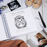 Personalised Baby's First Year Keepsake Journal Milestones and Memories With Cute Hedgehog