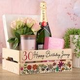 Personalised 30th Birthday Flower Crate Box Gift For Her storage crate ukgiftstoreonline