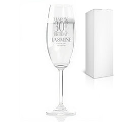 Personalised Any Age Birthday Champagne Flute Glass With Name and Sentiment 18th 21st 30th 40th 50th 60th 70th 80th