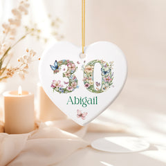Personalised Landmark Birthday Butterfly and Flowers Heart Gift 13th 16th 18th 21st 30th 40th 50th 60th 70th 80th 90th Personalised Heart Gifts ukgiftstoreonline 30