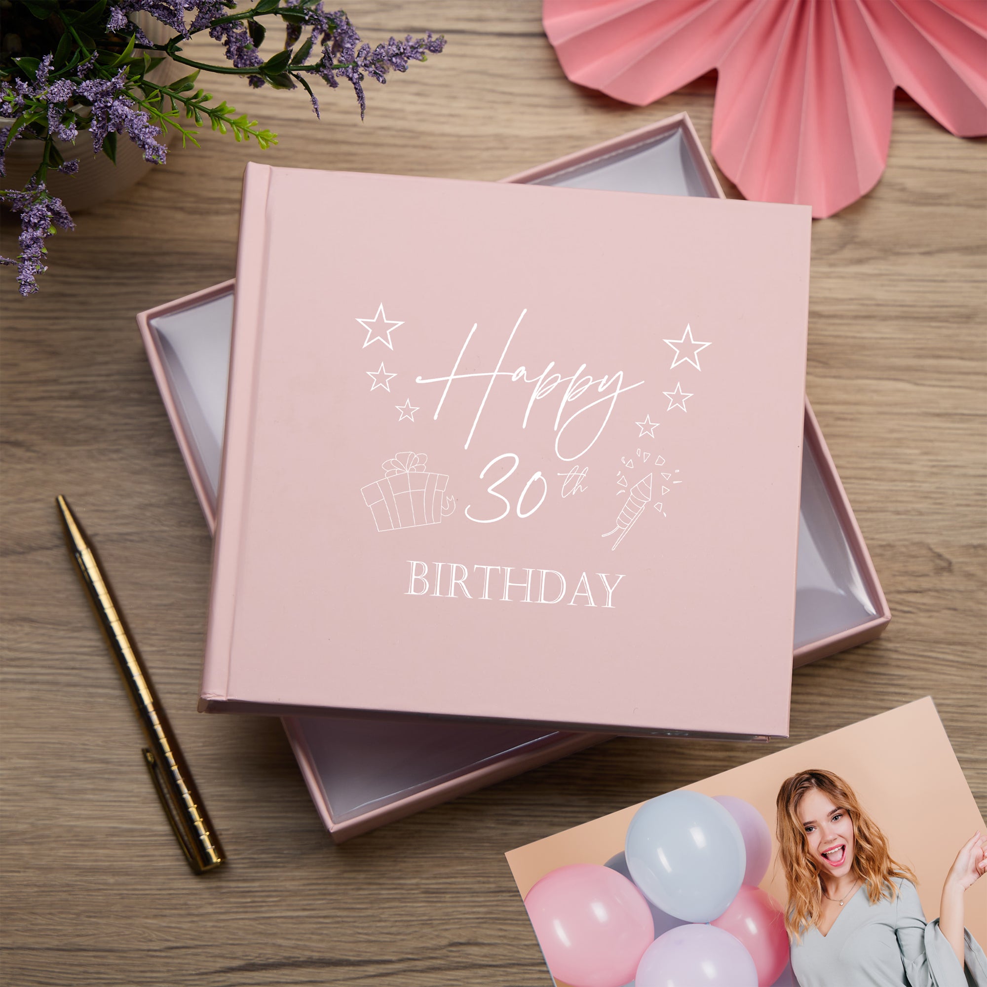 30th Birthday Pink Photo Album Gift For Her With Present Design photo album ukgiftstoreonline