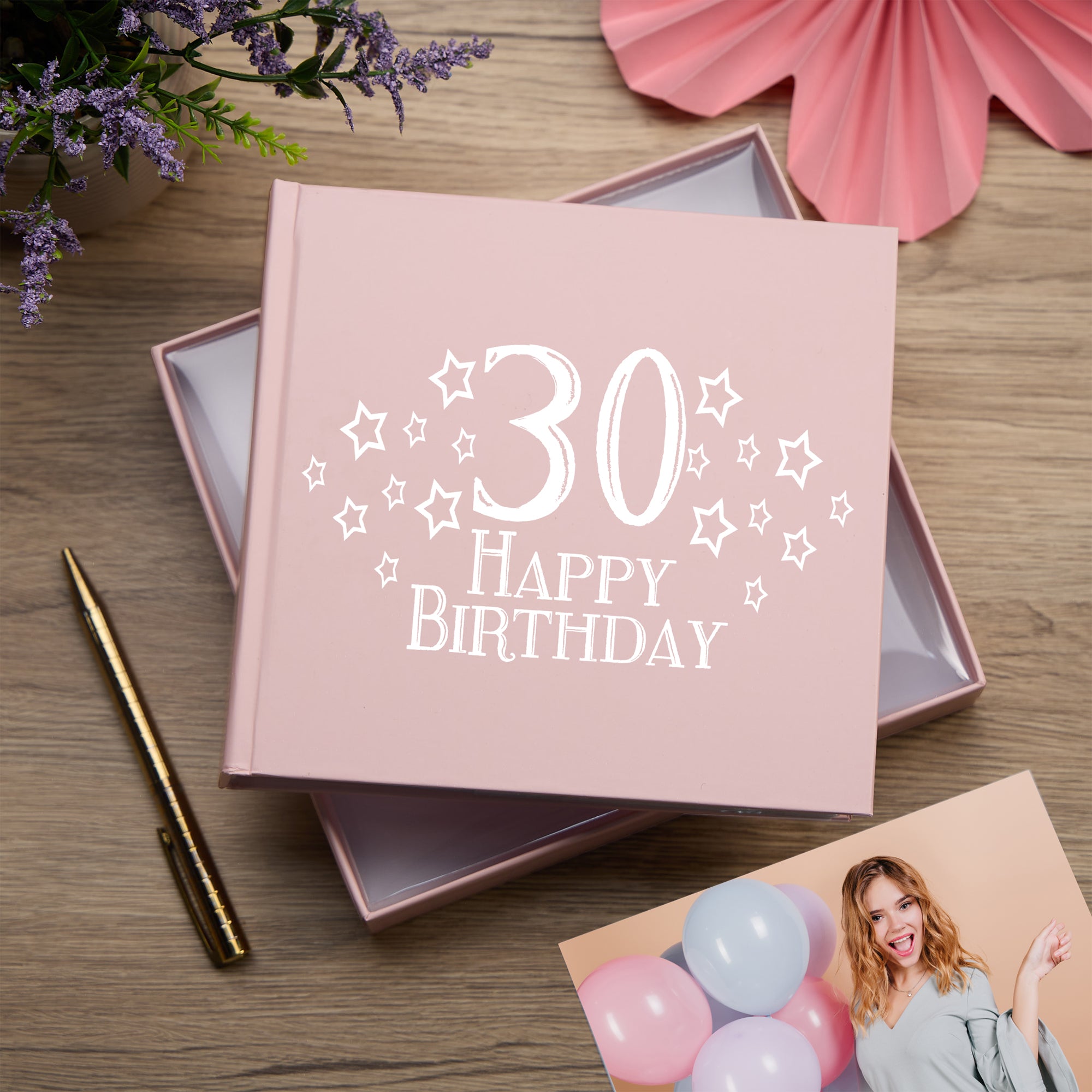 30th Birthday Pink Photo Album Gift For Her With Star Design photo album ukgiftstoreonline