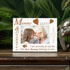 White Engraved Mummy and Daughter Photo Frame Gift Any Occasion