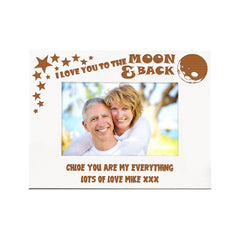 Personalised Love You To The Moon And Back White Wooden Photo Frame
