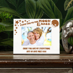 Personalised Love You To The Moon And Back White Wooden Photo Frame