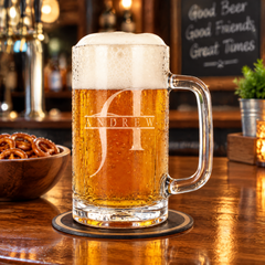 Personalised Engraved Name and Alphabet 540ml Beer Glass Mug Gift for Him Personalised Birthday Gift ukgiftstoreonline