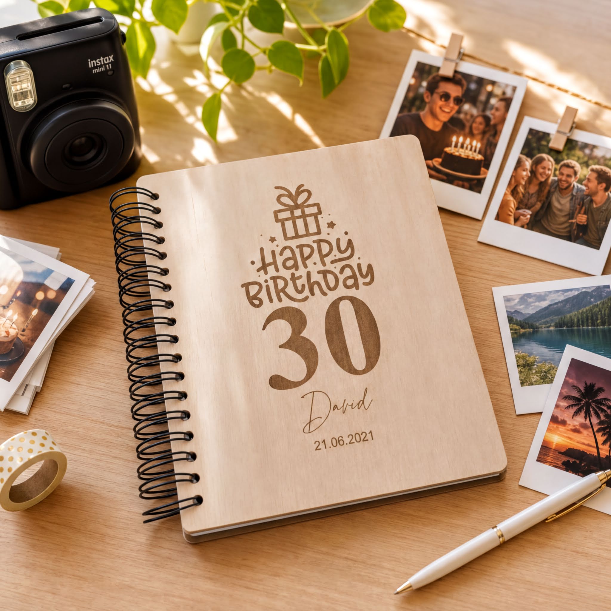 Personalised Wooden Photo Album – Large Engraved Birthday Keepsake Gift Birthday Photo Album ukgiftstoreonline