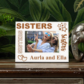 White Engraved Sisters Sentiment Personalised Photo Frame Gift