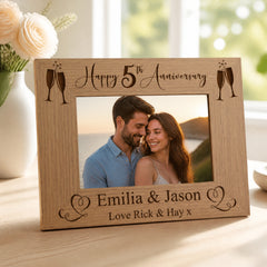 Personalised 5th Wedding Anniversary Wooden Photo Frame Gift personalised photo frames ukgiftstoreonline
