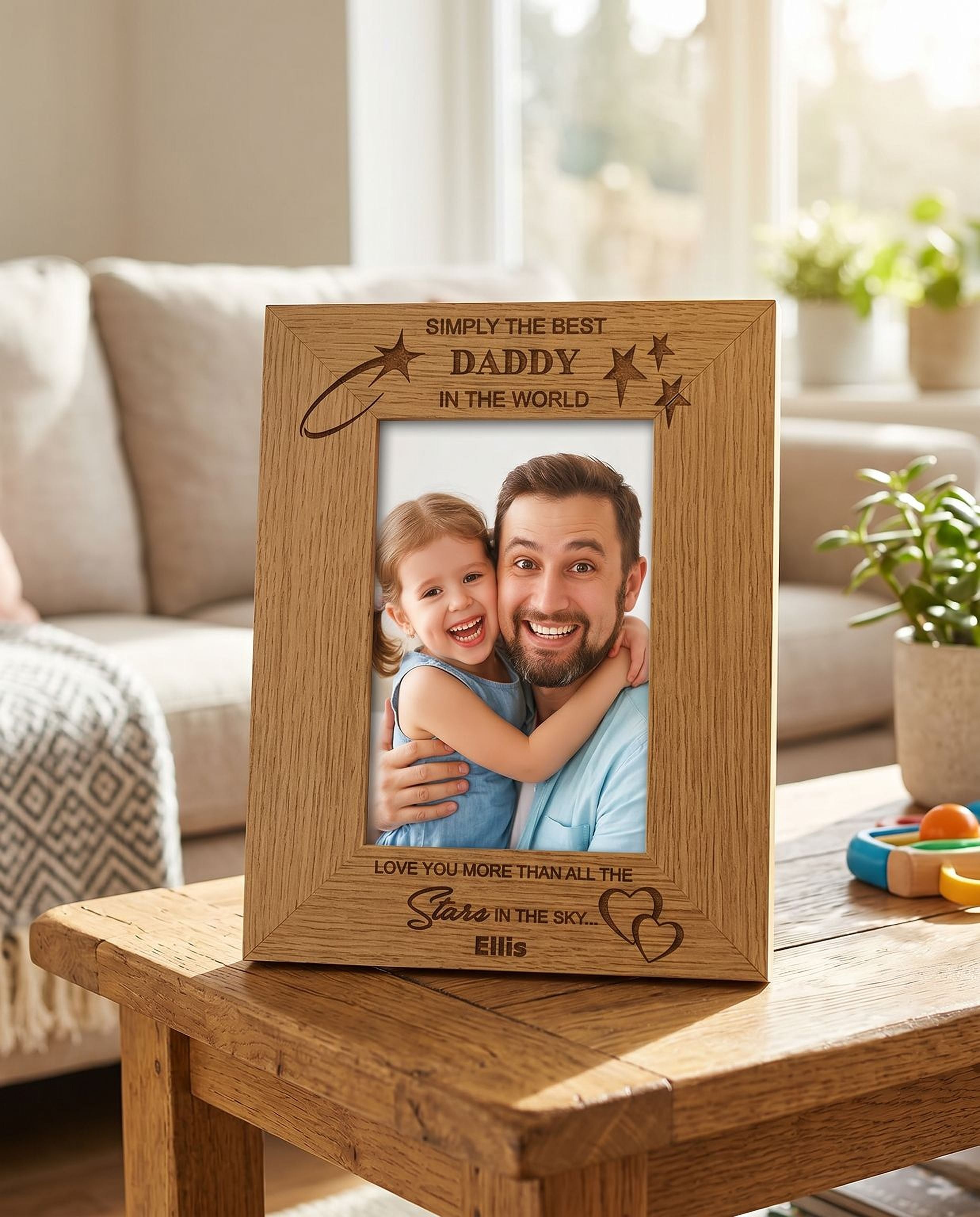 Personalised Daddy Photo Frame – Wooden Engraved Best Dad Gift Idea Photo Frame ukgiftstoreonline