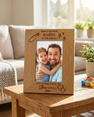 Personalised Daddy Photo Frame – Wooden Engraved Best Dad Gift Idea Photo Frame ukgiftstoreonline