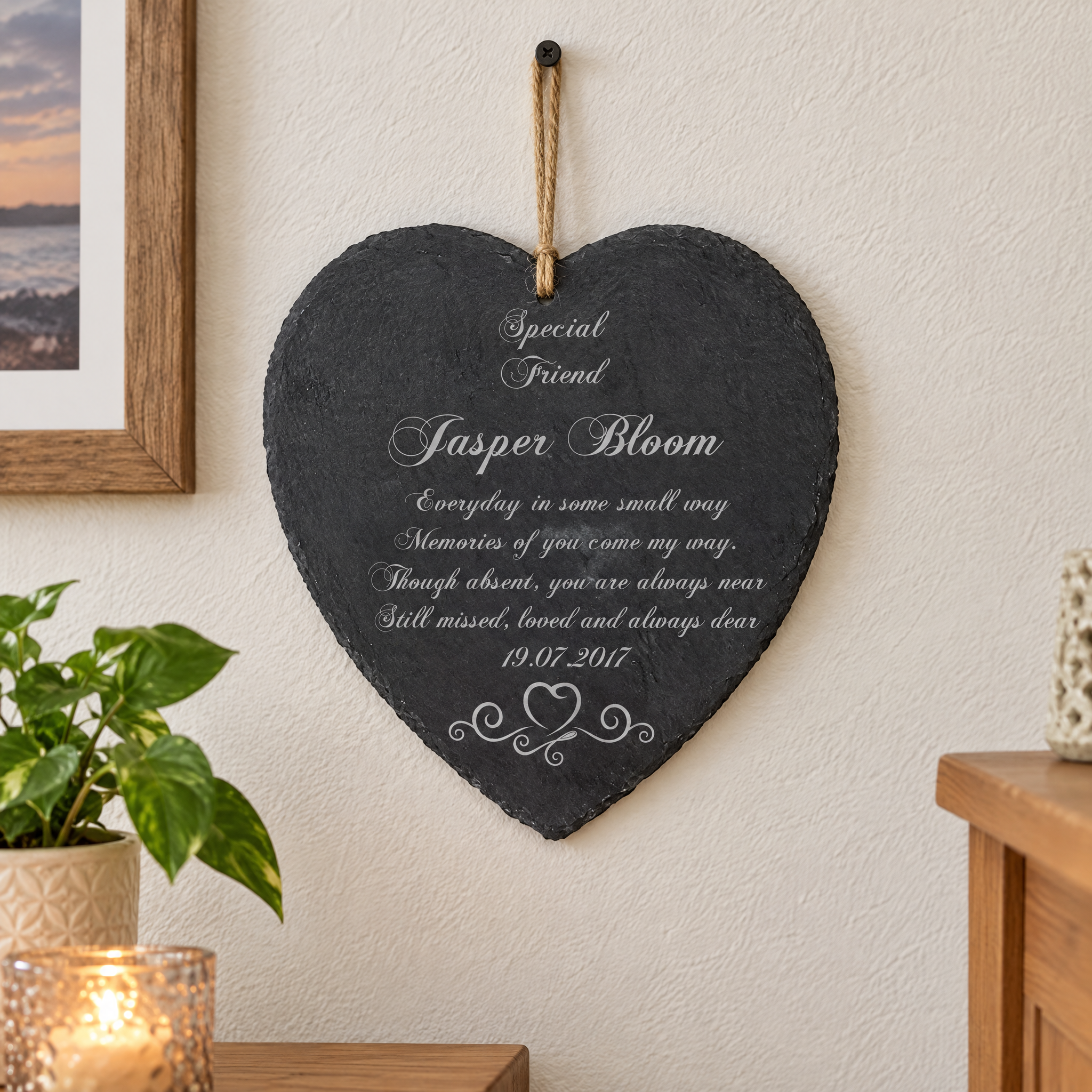 Personalised Friend Memorial Remembrance Slate Plaque Heart Symbol Personalised Heart Gifts ukgiftstoreonline