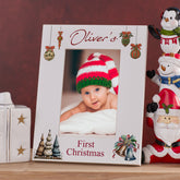 Personalised My First Christmas White Photo Frame With Colorful Trees
