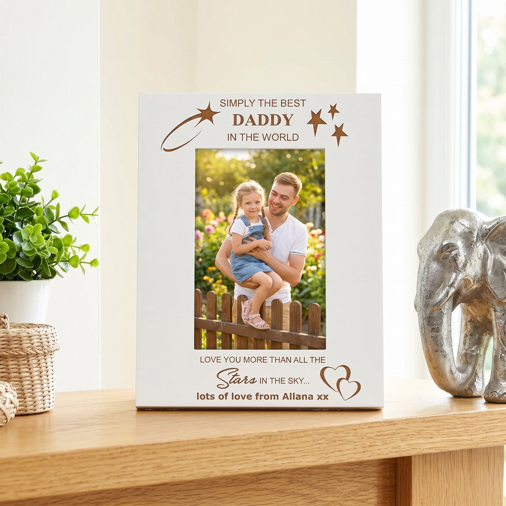 Personalised Photo Frame | White Wooden Frame - Custom Daddy Gift Photo Frame ukgiftstoreonline