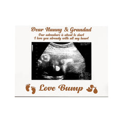 New Baby Pregnancy Scan White Wooden Photo Frame Nanny & Grandad Gift